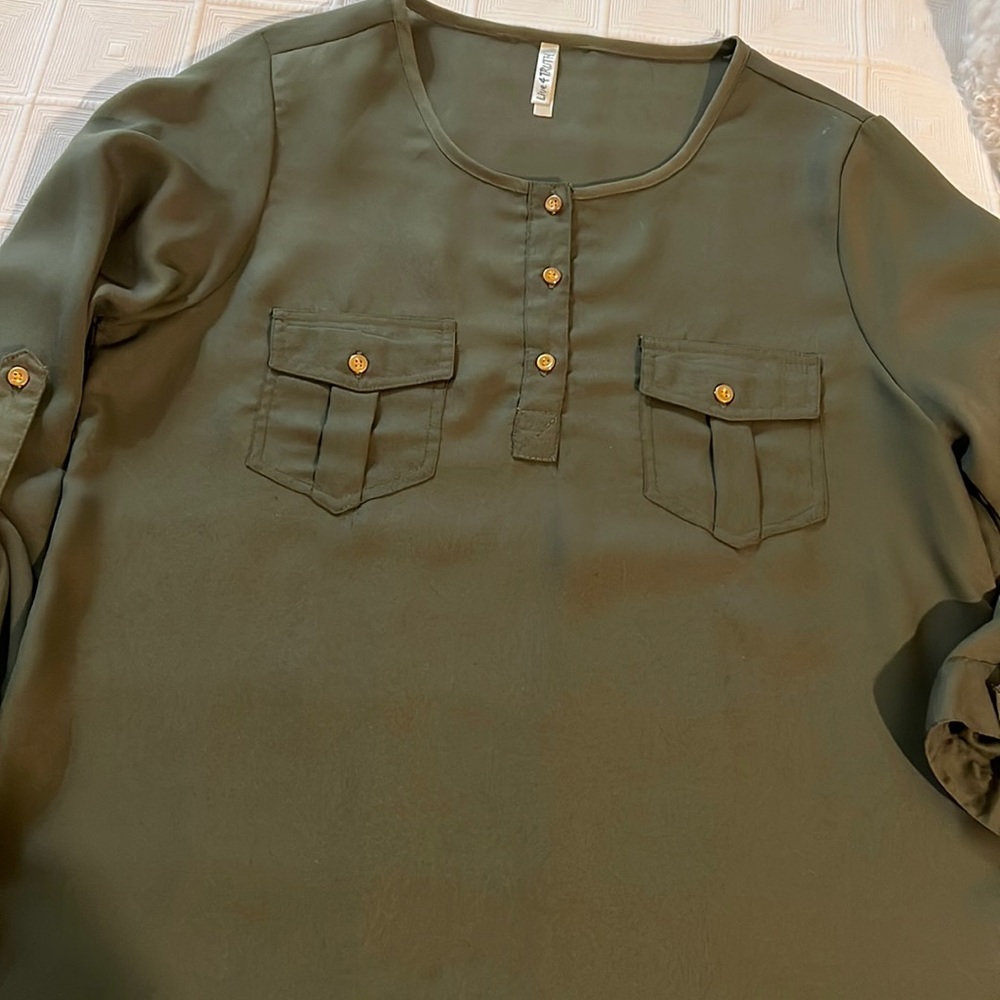 Olive Green Women’s long sleeve Blouse